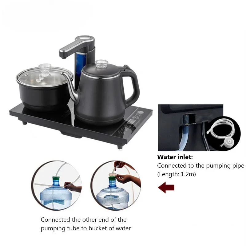 220V Electric Kettle household Tea Pot Set Automatic Pump water 1L Capacity Stainless steel Kettle Safety Auto-off Function 3