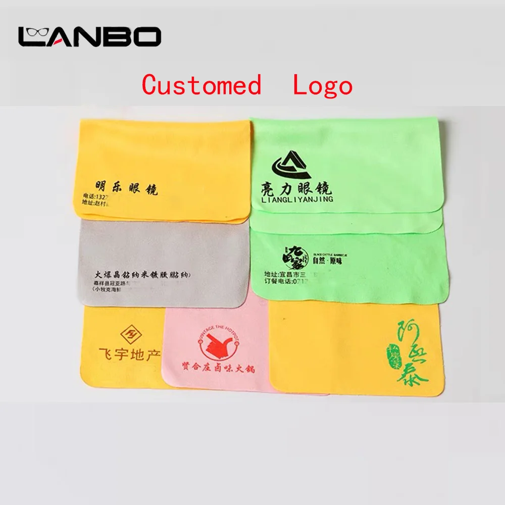 100/200/500pcs Custom logo Eyeglasses 145*175mm Chamois Glasses Cleaner Suede Microfiber Glasses Clean Cloth 2