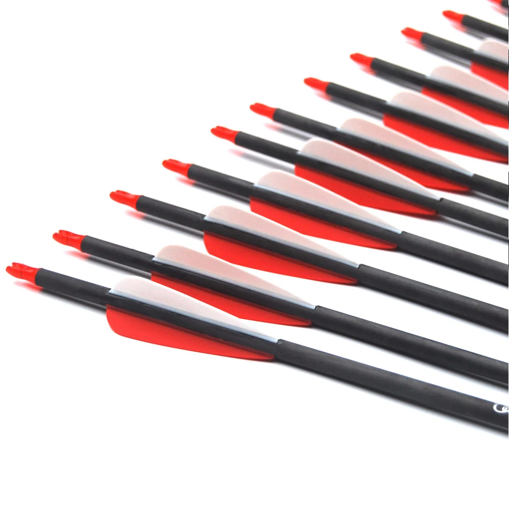 Archery Carbon Arrow Spine 300 400 28/30/31 Inch ID6.2mm Compound Traditional Bow Accessories Outdoor Hunting