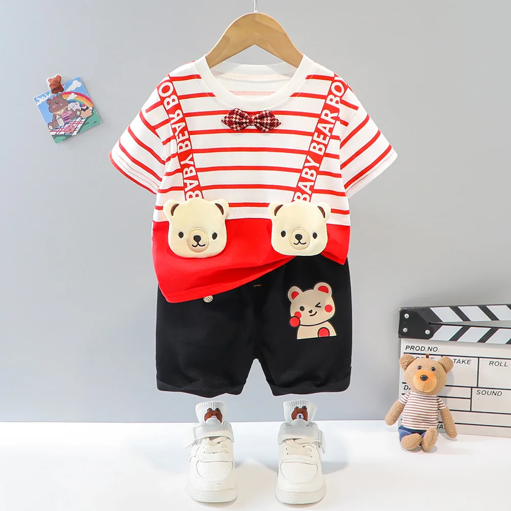 Baby Clothes Boy Girl Summer Set striped print T-shirt + Pants 1 2 3 4 Years Costume Toddler Kids Clothing Short Sleeve 2PCs Baby Clothing Set luxury