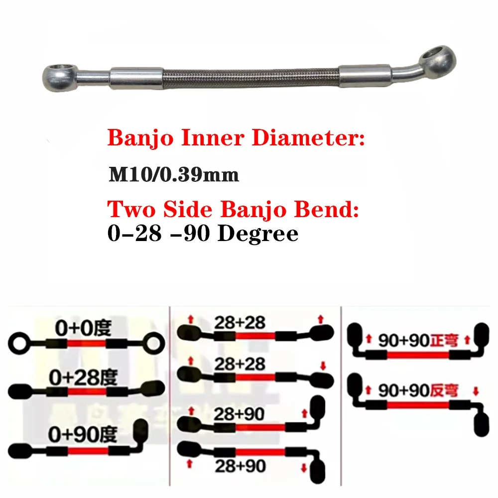 Black 30cm-240cm Motorcycle Brake Oil Hose Brake Line Universal Motorbike Stainless Steel Braided Pipeline Latiguillo Fren Moto