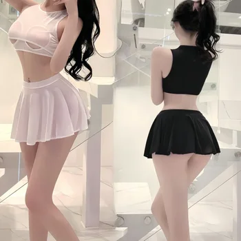 FREEAUCE Korean Black Pleated Mini Skirts Summer Fashion Clothing High Waist Japan Girls A Line White Short Skirt for Women