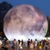 Free Shipping 3meters Helium Giant Inflatable Moon Ball With Led Lighting PVC Airtight Air Blown Planet Balloon For Party Show 5