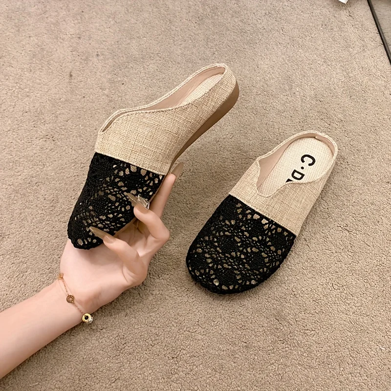 Women's Woven Slippers Flat Slides Fashion Women Cover Toe Female Mule Luxury 2025 Mules Casual Flats Shoes — view 2