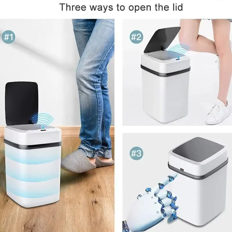 Kitchen Trash Can 13L Bathroom Touch Trash Can In The Toilet Smart Garbage Bucket Waste Bins Dustbin Smart Can Kitchen