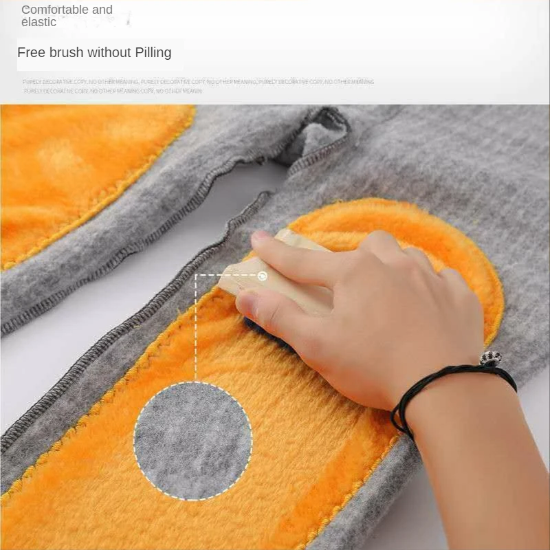 Man Winter Plush Thicken Cotton-padded Trousers Kneepad High Waist Thermal Pants Middle Aged Elderly Fattening Enlarge Leggings