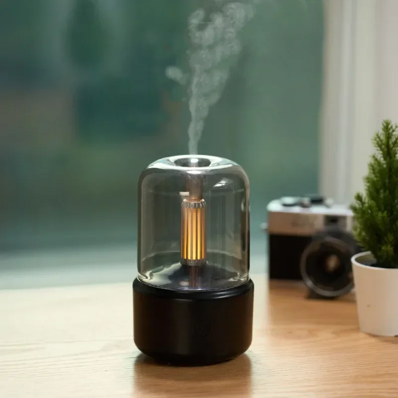 

Air Humidifier With Imitation Candle Night Light Depulat USB Candlelight Aroma Diffuser Portable Retro Essential Oils Diffuser