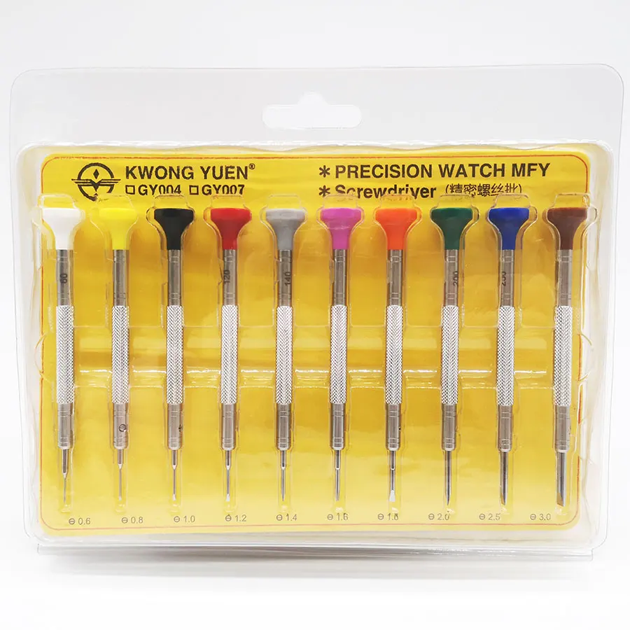 Upgrade KWONG YUEN Uhr Werkzeuge 10 Kunststoff Box Set Schraubendreher Professionelle Uhr Reparatur Für Uhrmacher – Detail 4
