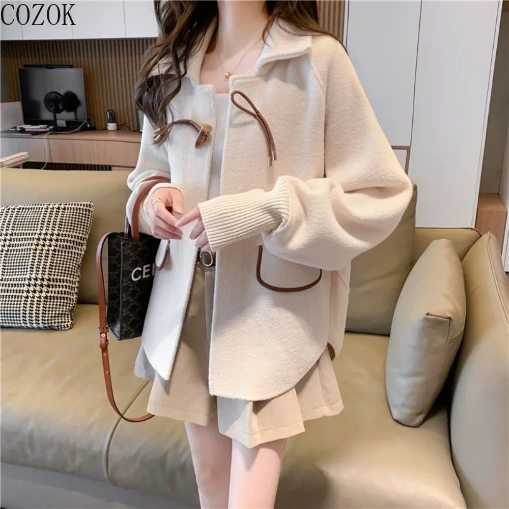 

COZOK Spring, Autumn and Winter Xiaoxiang Style Woolen Jacket Women's Fashionable Loose Knitted Top Cardigan Women's Fashion