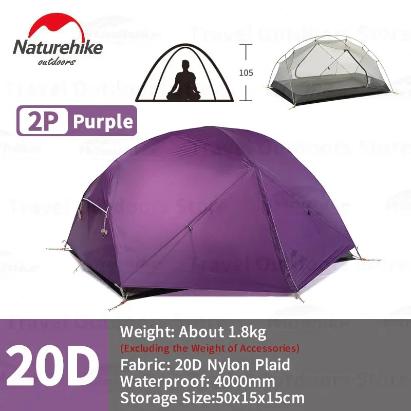 Naturehike Mongar 2 People Tent Outdoor 15D/20D Nylon