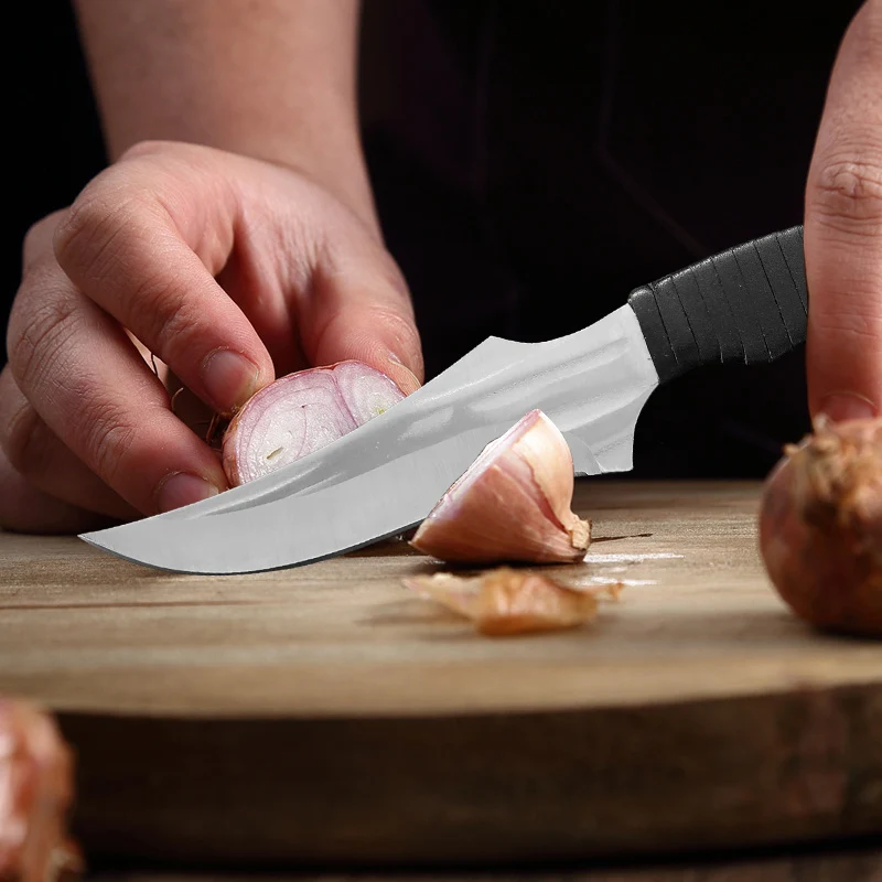 Professionelles Geschmiedetes Edelstahl-Küchenmesser Multifunktionales Fleischbeil Obst- und Gemüse-Filetiermesser BBQ-Schneider mit Scheide – Detail 10