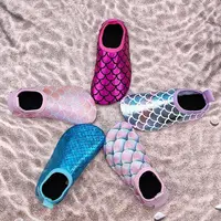 Mermaid Scale Girls Aqua Shoes Summer Bling Children Beach Swimming Shoes New Princess Anti Slip Soft Toddler Kids Slippers 2