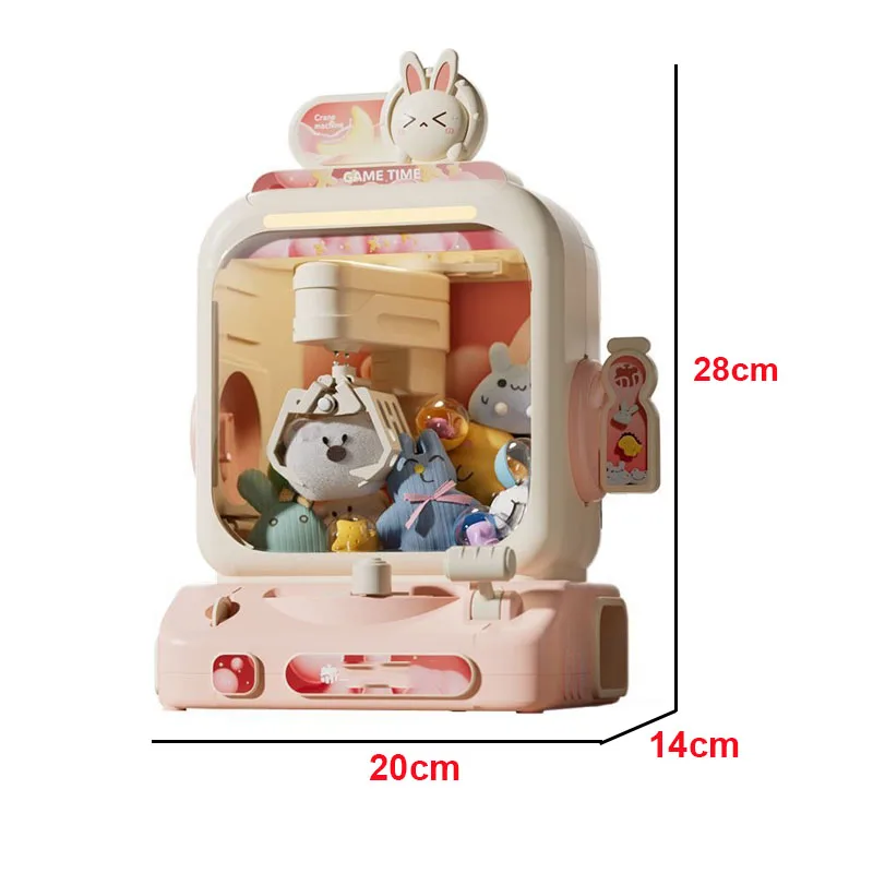 Mini Rabbit Doll Machine Kids Coin Operated Play Game Mini Claw Catch Toy Crane Machines Music Doll Children Xmas Gifts Toys 6