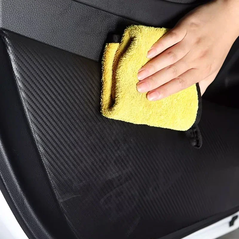 자동차 도어 발차기 방지 패드 카본 파이버 가죽 질감 방오 보호 스티커 액세서리 GWM 포어 캐논 2025 2026 2027용