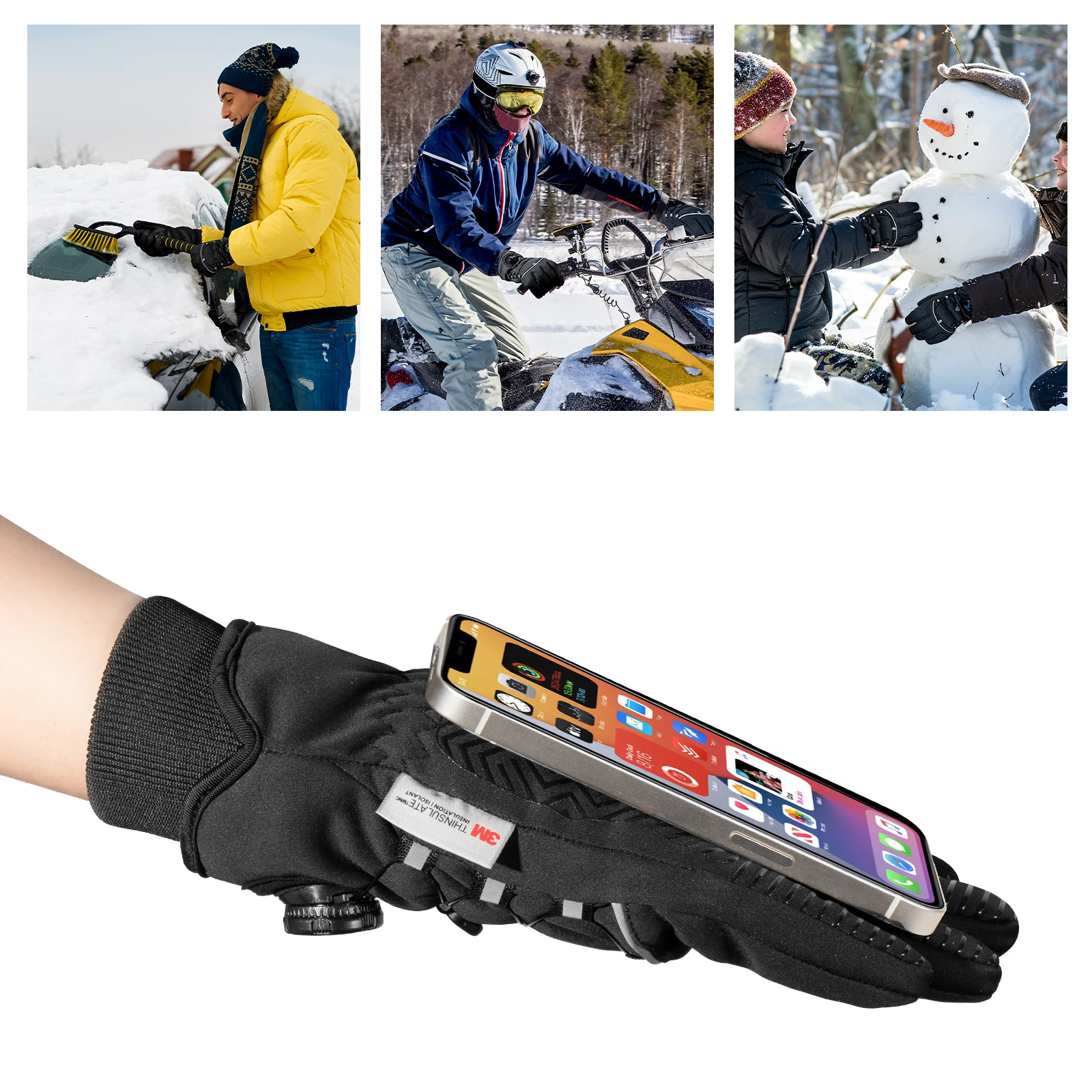 Water-resistant Winter Gloves 3M Thinsulate Touchscreen Thermal Outdoor Snowboard Ski Gloves Motorcycle Bike Cycling Gloves Men 6