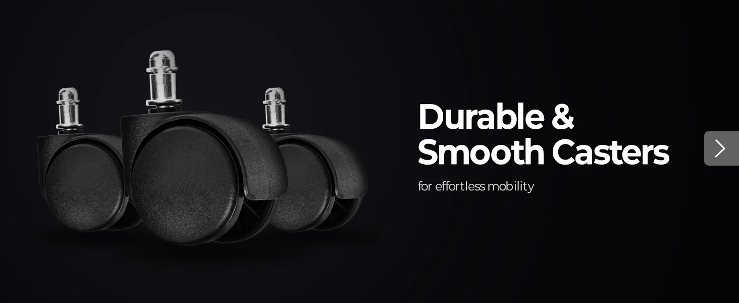 Durable casters and computer desk chair with lumbar support footrest