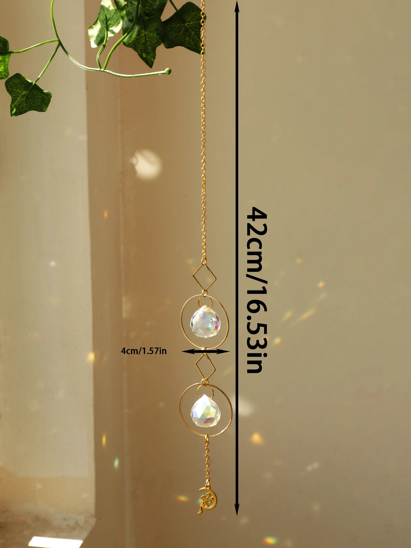 Sun Catcher Hanging Ornaments Boho Wind Chimes Handmade Crystal Sun Catchers with Gold Chain for Window Wall or Garden Decor