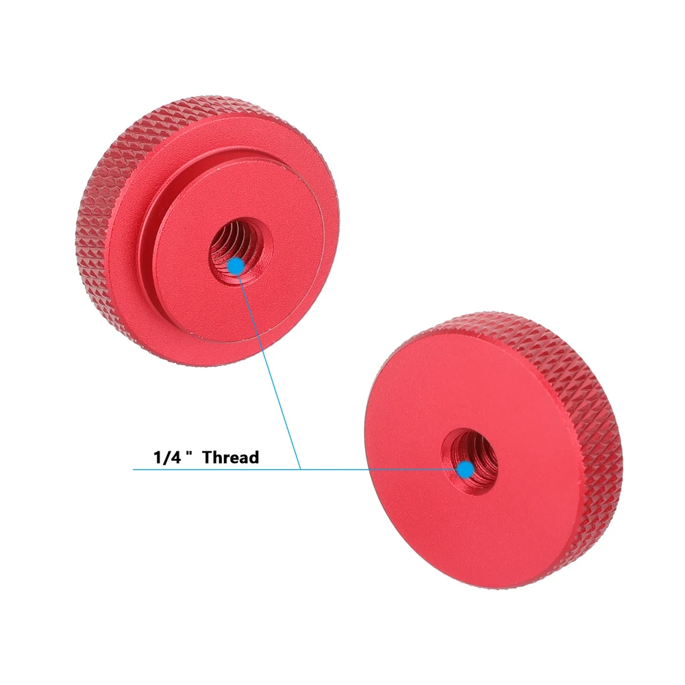 1/4"-20 Female Thumbwheel Lock Nut Adapter Red/Blak 4-Pack Screw Kit For Camera