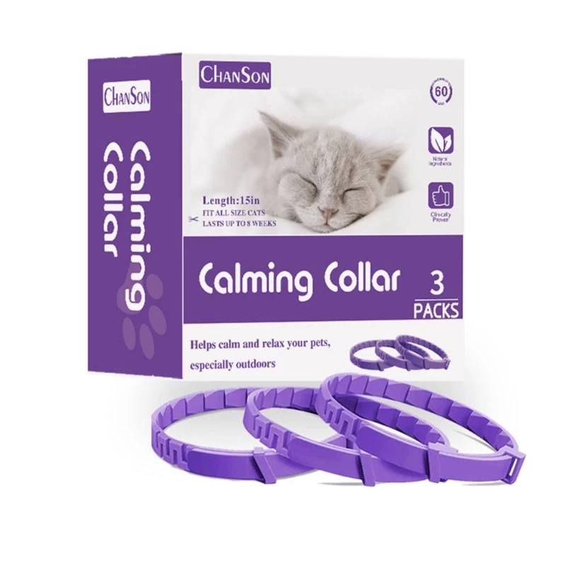 

3Pack Calming Collar for Cat Safety Dog Pheromone Calming Collar Reduce Pet Anxiety Relax StressAppease Silicone Collar