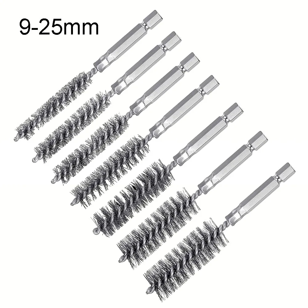 Wire Brush Steel Bore Twisted Stainless Steel Cleaning With Handle 1/4 Inch Hex Shank For Power Drill Impact Driver wire brush stainless steel wire brush drill brush power scrubber drill brush