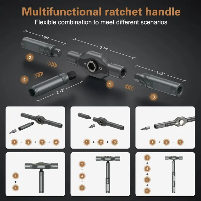 24 in 1 Multifunctional Screwdriver and Ratchet Wrench Set Magnetic Tip Hand Tools Set Home DIY Household Maintenance Tool Set 5