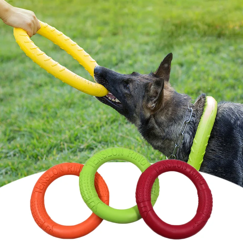 

Dog Toys Pet Flying Disk Training Ring Puller Anti-Bite Floating Interactive Supplies Dog Toys For Small Dog Chewing Toy 18CM