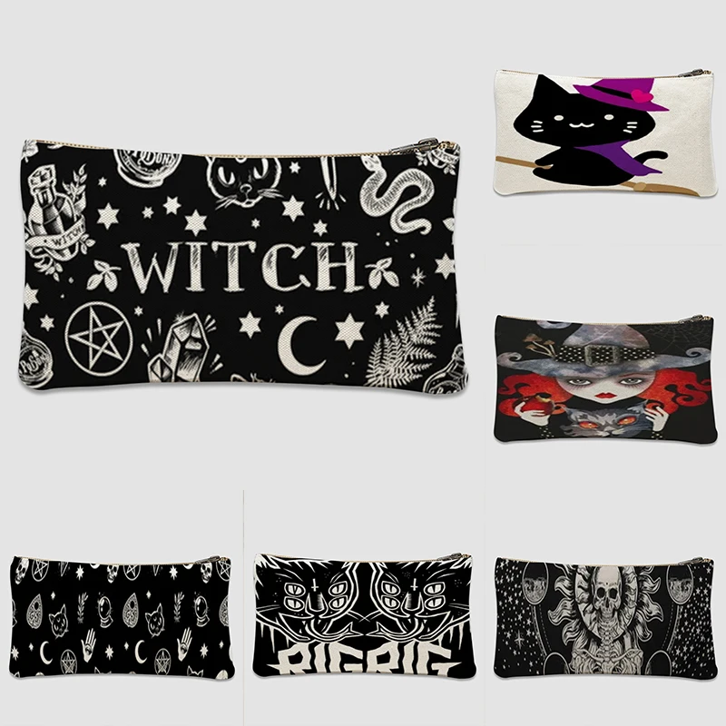 

Cute Black Cat Cosmetic Bag Makeup Pouch Women Witchcraft Skull Girls Gothic Toiletry Lipstick Holders New Arrival Beauty Case
