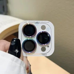 Premium Tempered Glass Camera Lens Protector with Metal Frame for 15promax (Dazzling)
