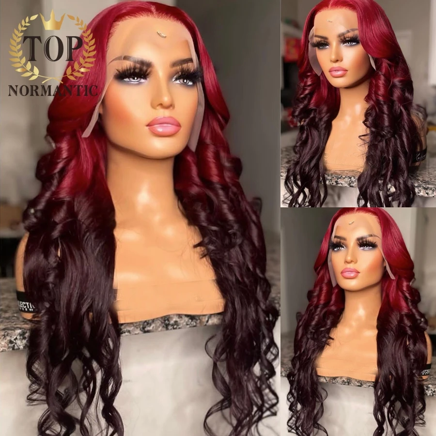 

Topnormantic Ombre Цвет 13x 6 кружевные передние парики для женщин Remy бразильские человеческие волосы волнистый парик предварительно выщипанная линия волос