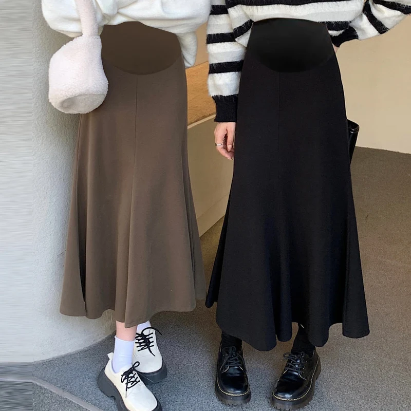 Vintage Fishtail Maternity Skirts Autumn New Fashion Belly Pencil Bottoms Clothes for Pregnant Women Casual Pregnancy