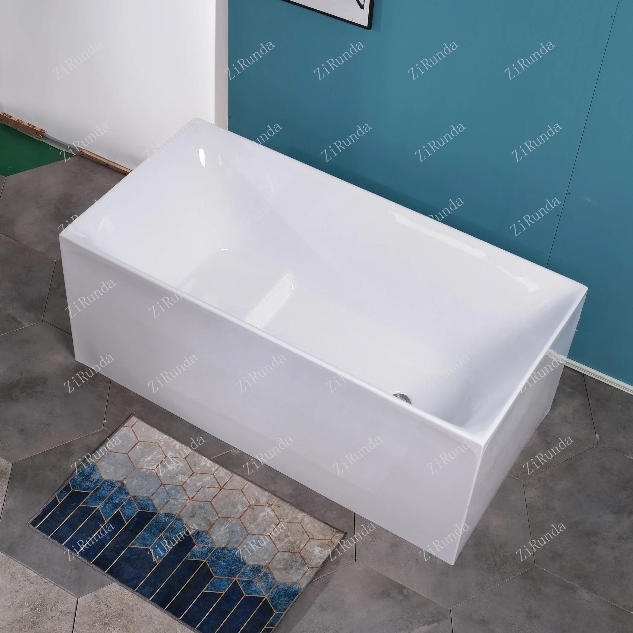 *Adult bathtub deepened household small apartment seamless integrated freestanding acrylic square