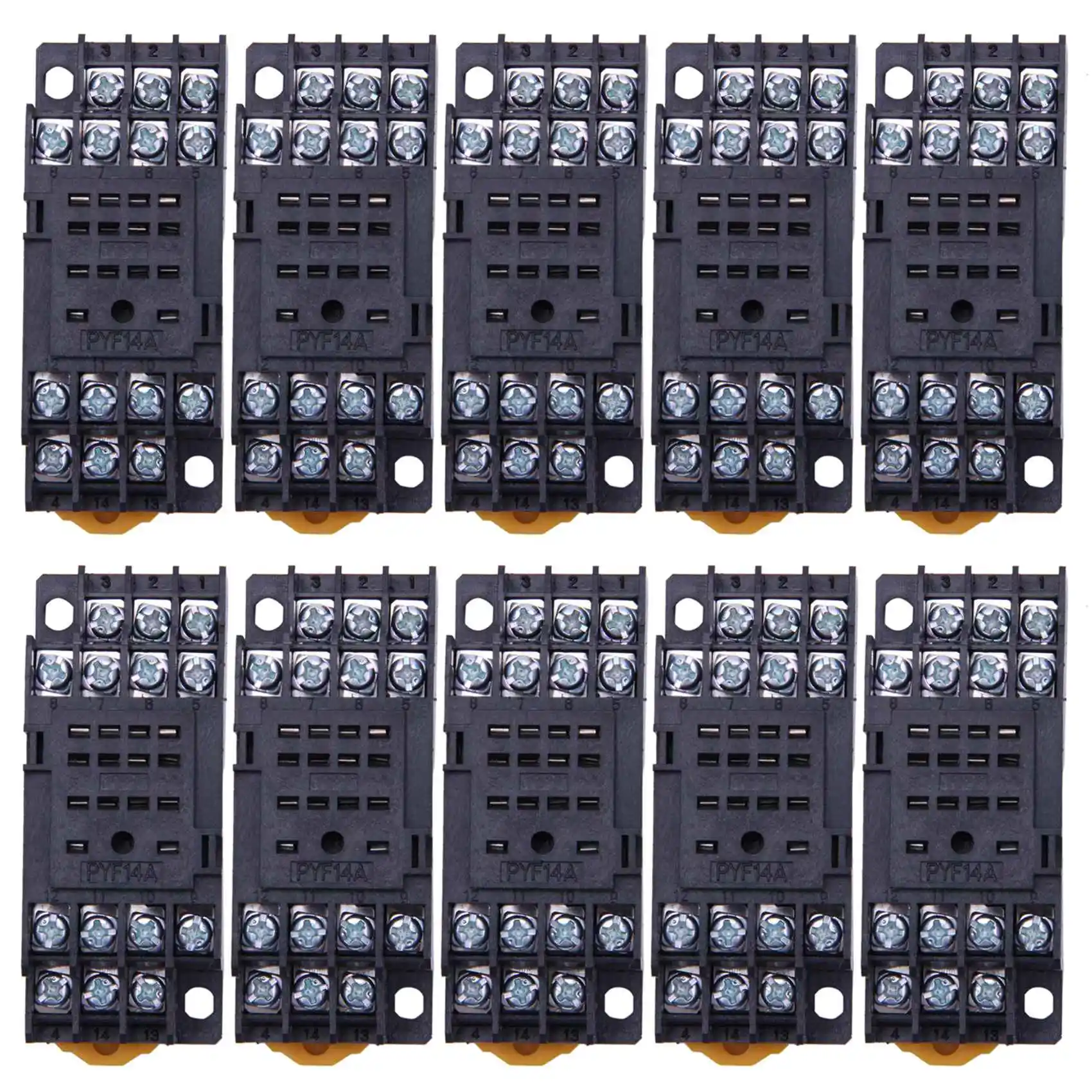 절묘한-10X PYF14A DIN 레일 전원 릴레이 소켓 베이스 MY4NJ HH54P MY4용 14핀