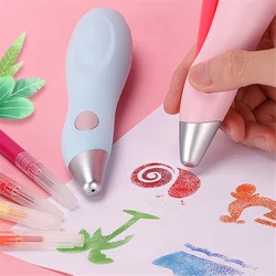 Ensemble de stylos aérographe électrique pour aquarelle, avec chargeur USB, 12 couleurs de peinture, ensemble de dessin, papeterie scolaire pour enfants 