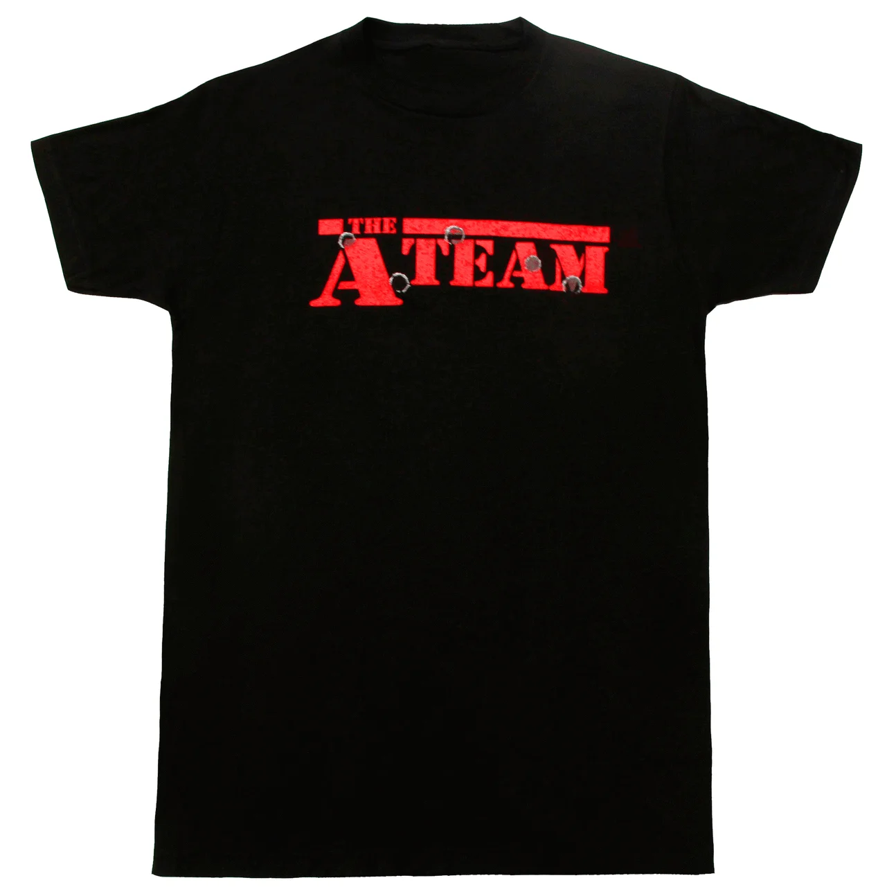 

Action Adventure TV Show The A-Team Bullet Holes T Shirt. Short Sleeve 100% Cotton Casual T-shirts Loose Top Size S-3XL