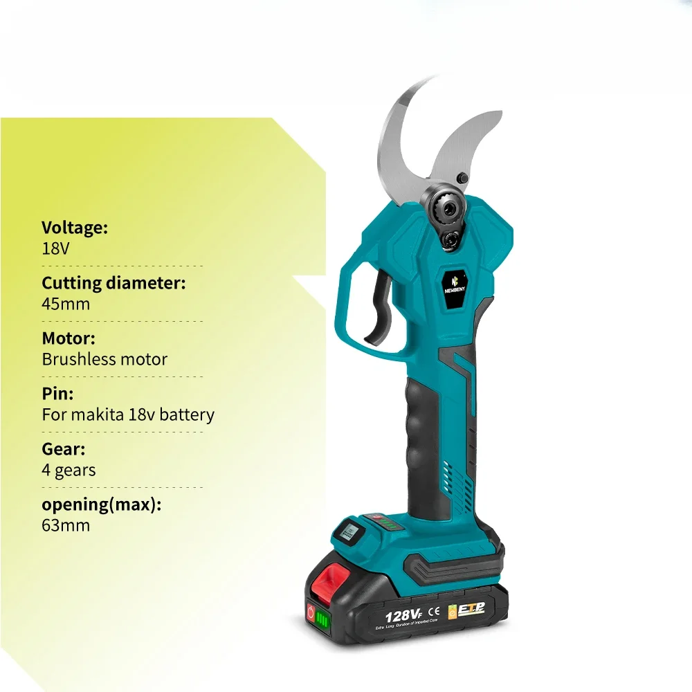 For 45mm Brushless Electric Pruning Shears  4 Gears Cordless Efficient Garden Electric Scissors For Makita 18V Battery 2