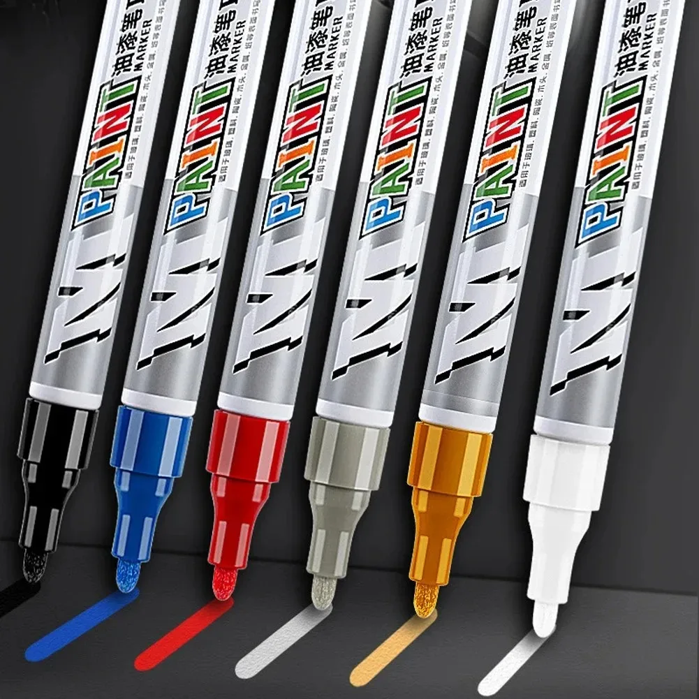 Car paint scratches repair brush pen waterproof water paint marker pen car tire tread care automotive black white silver red