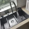 Stainless Steel Kitchen Sinks Nano Black Rainfall Waterfall Large Single-slot Kitchen Household Dish Sink Hand-washing Basin K 6