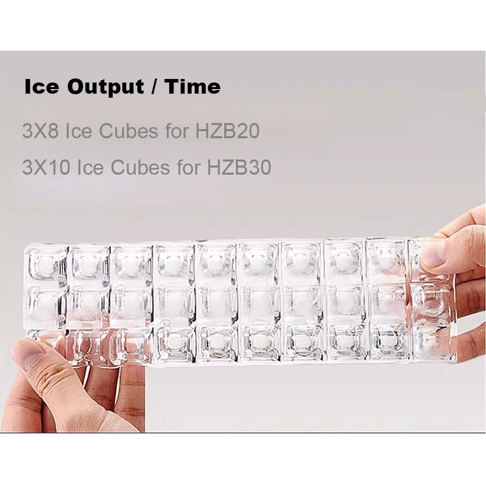 HZB20FM 220V Commercial Home Use Desktop Electric Ice Maker 25KG Output, Automatic Mini Ice Cube Machine with Cleaning Function