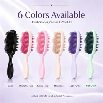Spazzola per capelli 2-in-1 con manico lungo e massaggiatore per il cuoio capelluto a doppia faccia, per shampoo e spazzolatura su due lati, utilizzabile a umido/a secco per capelli normali