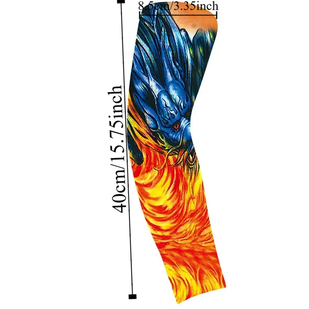 Arm Covers Flower Arm Tattoo Sleeve UV Protection Cycling Gloves Men Sunscreen Sleeve Warmers Sun Protection Cover