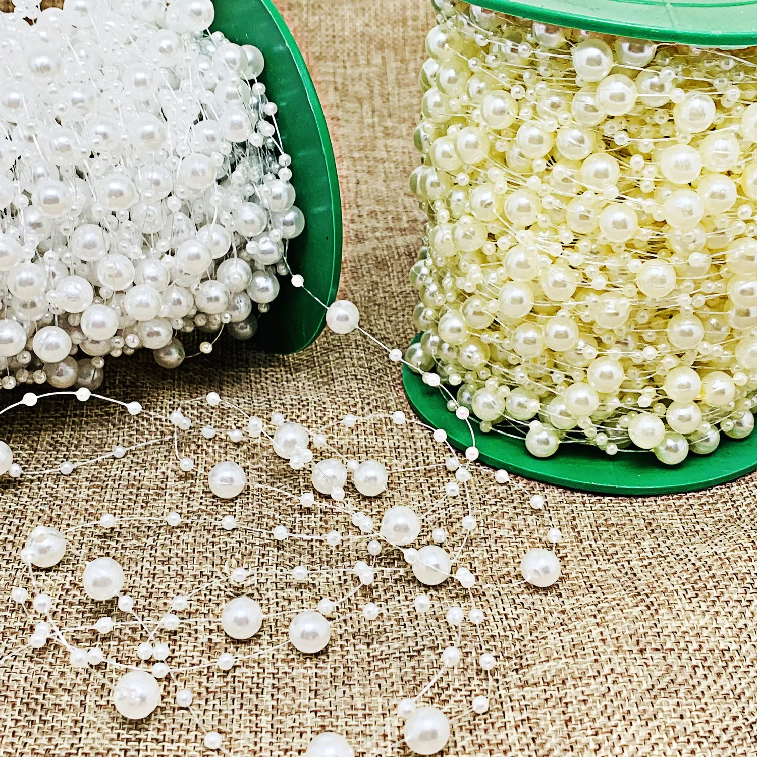 8+3mm 피쉬 스레드 진주 체인 DIY 수제 해파리 램프 비즈 체인 헤어 장식 재료 피쉬 스레드 진주 체인 실크