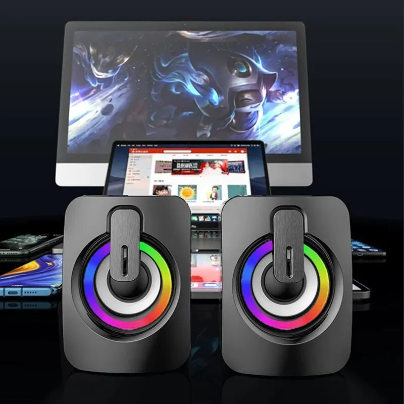 Hifi Stereo Rgb Gaming Speakers With Microphone For Pc Laptops_voghion.com