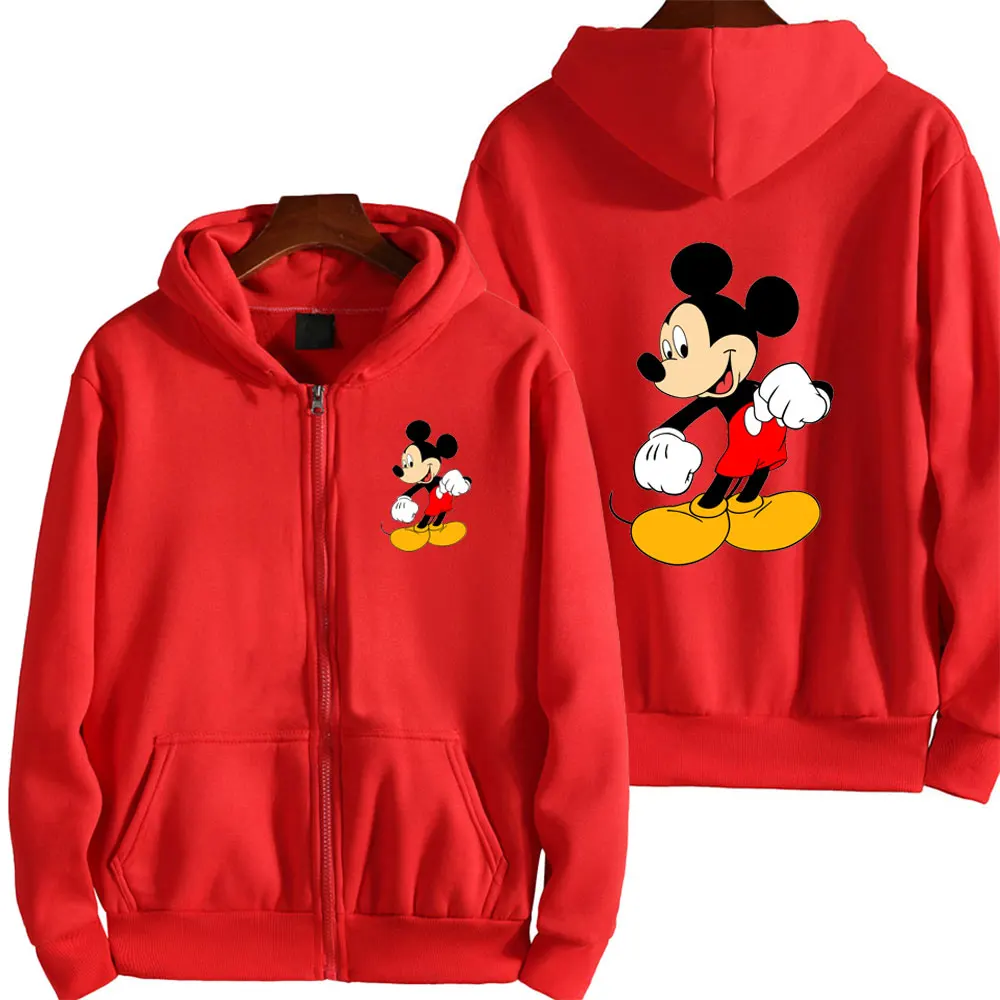 2024 New Mickey Mouse Men Zip Up Hoodie Jacket Fashion Spring 