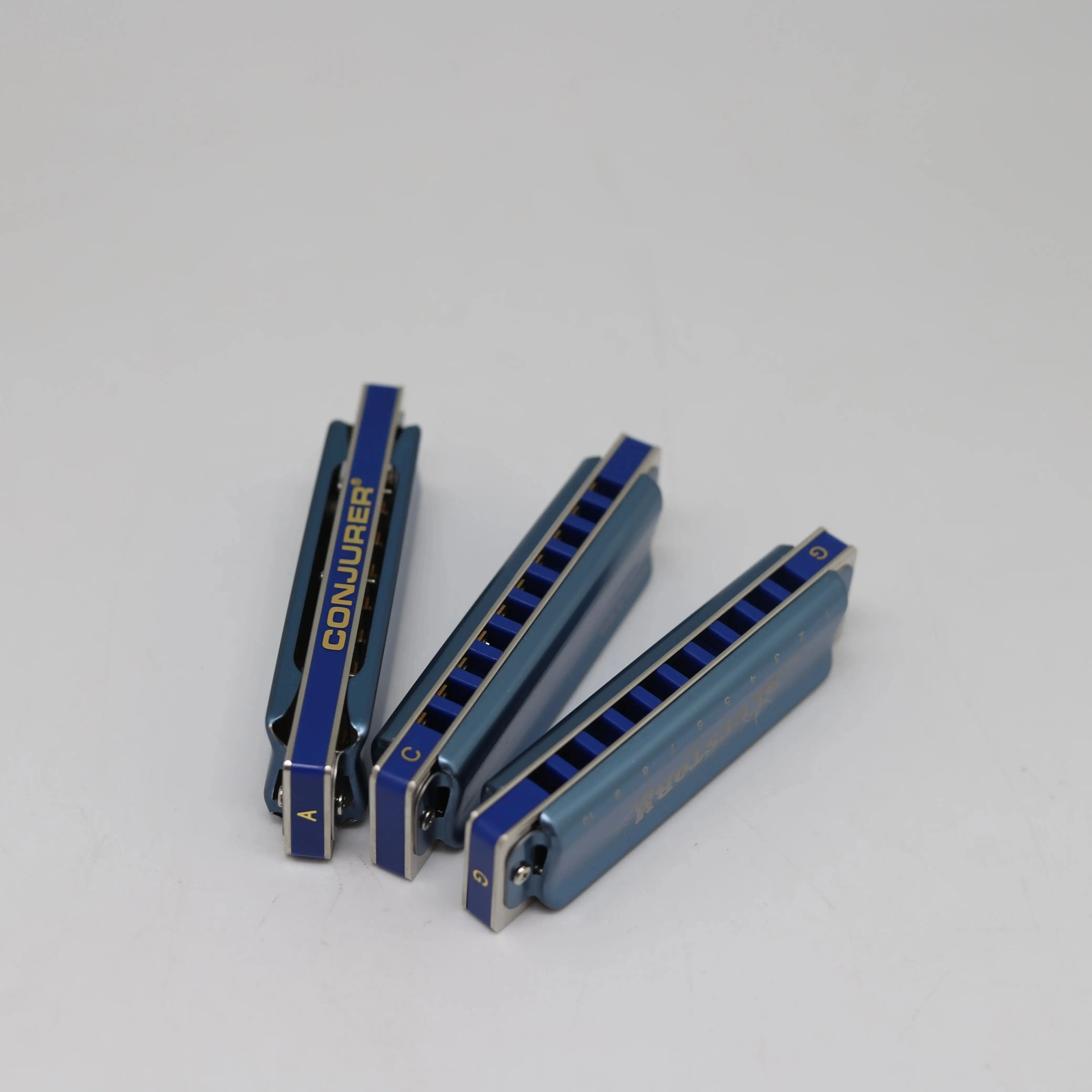 Conjurer 10 hole bluestorm harmonia set of 3 keys A C G for professionals beginners with high grade case