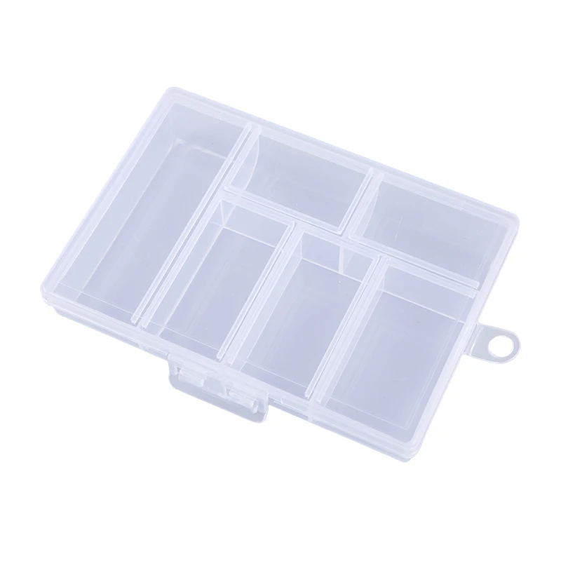 1pc 6 Grid Plastic Jewelry Box Tool Boxes Transparent Organizer Storage Hair Bands Rope Bead Bracelet Box 3