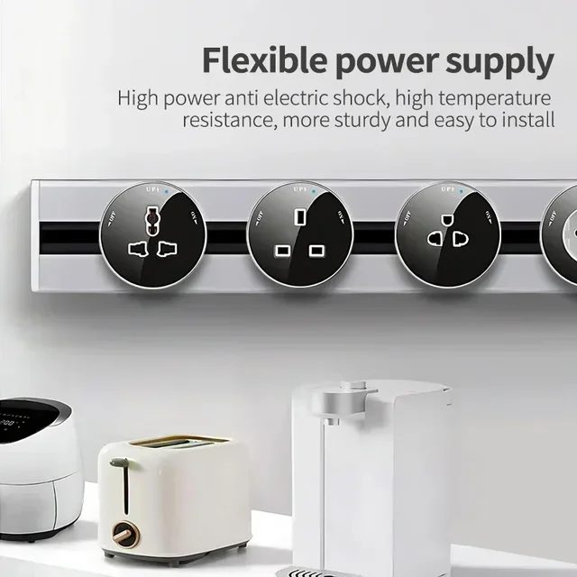 เต้ารับต่อไฟฟ้ามาตรฐาน UK EU มาตรฐาน US พร้อมที่ชาร์จ USB ช่องเสียบรางไฟช่องครัวแบบซ่อนติดผนัง 4