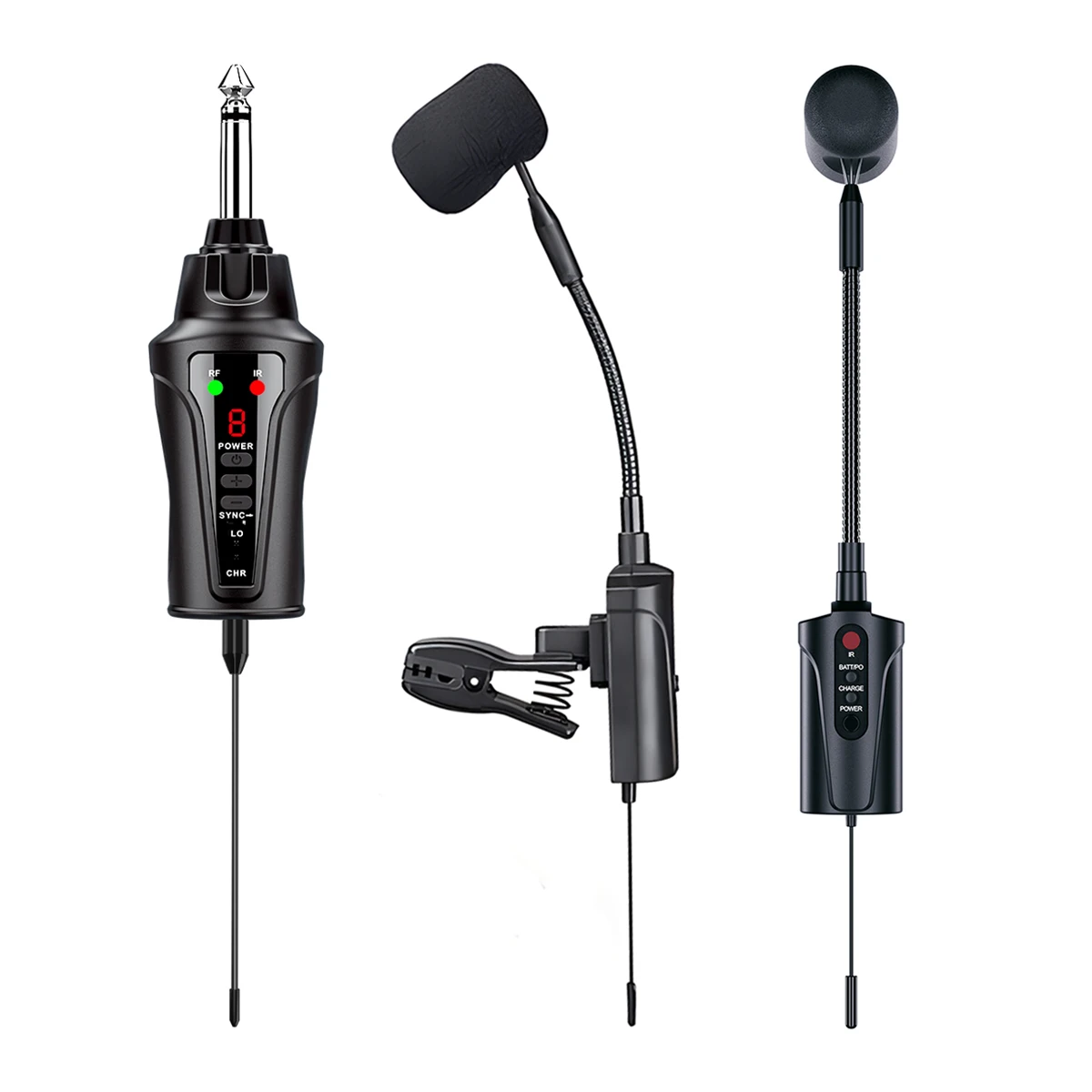 Acemic ST-5 무선 색소폰 마이크 시스템, 색소폰 연주자용 UHF 콘덴서 마이크, 녹음 및 무대 공연용