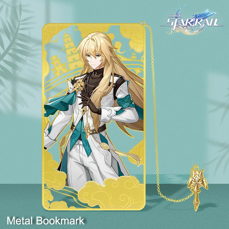 

9cm X 5cm Honkai: Star Rail Luocha Hollow Metal Bookmarks Golden Weapon Chain Creative School Supplies Record Reading Location