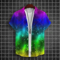 Rainbow Print Pride Month Party Summer Fashion Men's Casual Short Sleeve Shirts Casual Daily Wear Loose Oversized Top Size S-5XL 2