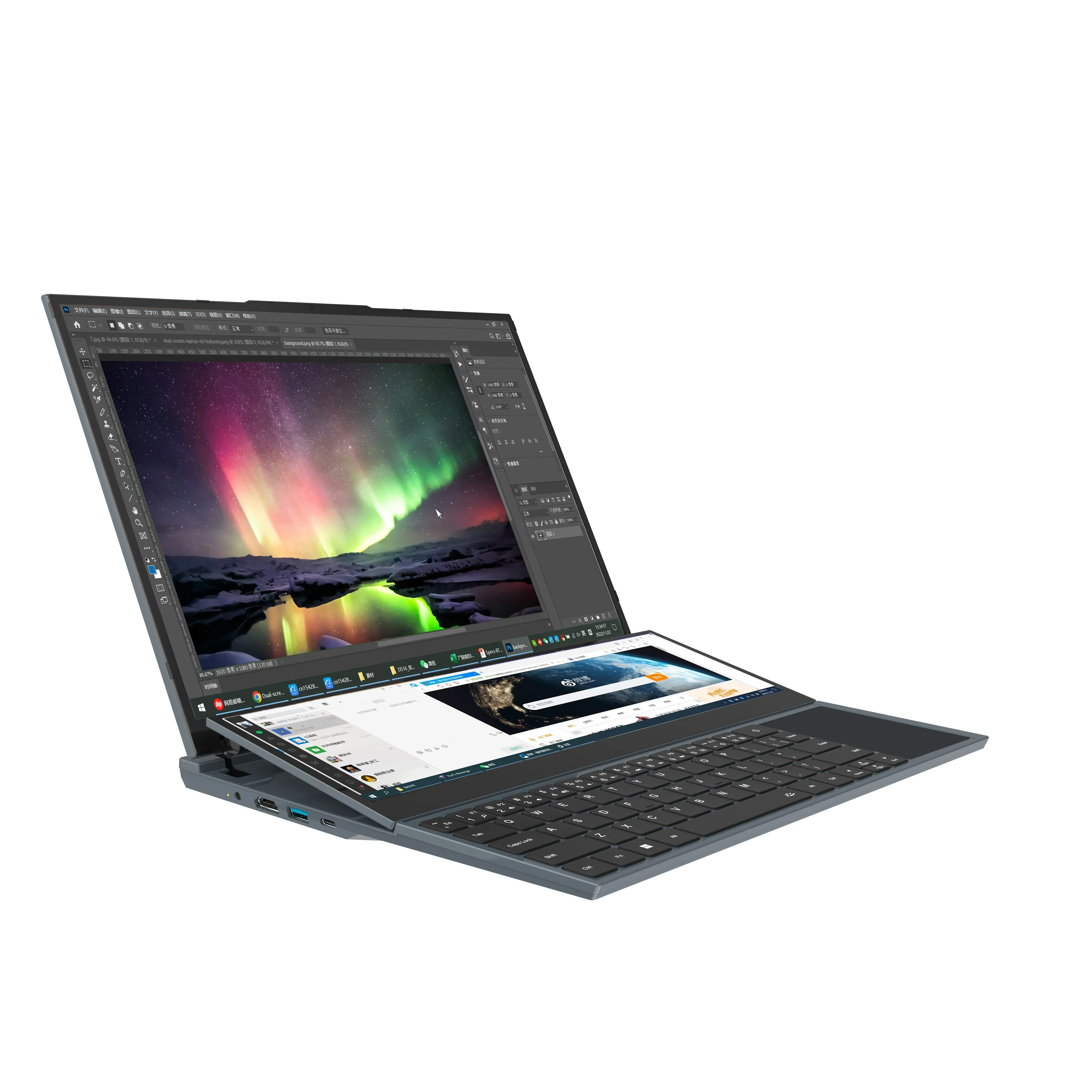 מחשב נייד דו מסך OEM בגודל 16 אינץ' i7 דור 10 למחשב נייד למשחקים